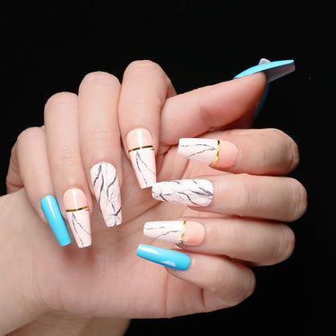 24-Piece Marble Press-On Nails